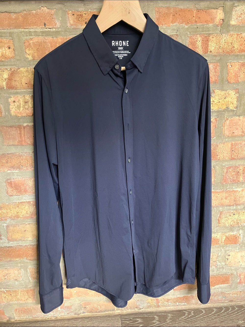 RHONE Slim Fit Commuter Performance Stretch Long Sleeve — Deep Navy